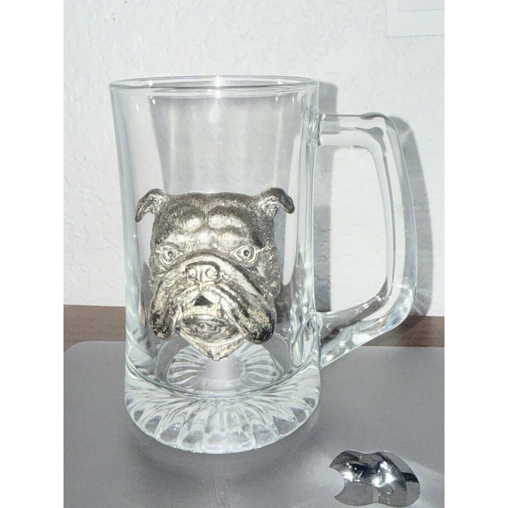 Arthur Court Pewter Bulldog Glass Beer Mug Stein Georgia Bull Dogs